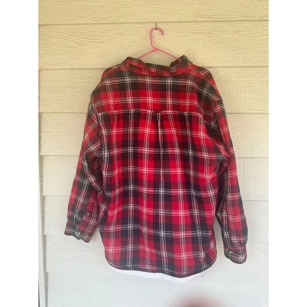 RedHead Brand Co. Sherpa Lined Plaid Flannel Shirt Jacket Men's Size Large